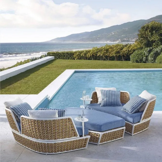 Green philippines bamboo and rattan furniture waterproof outdoor sofa