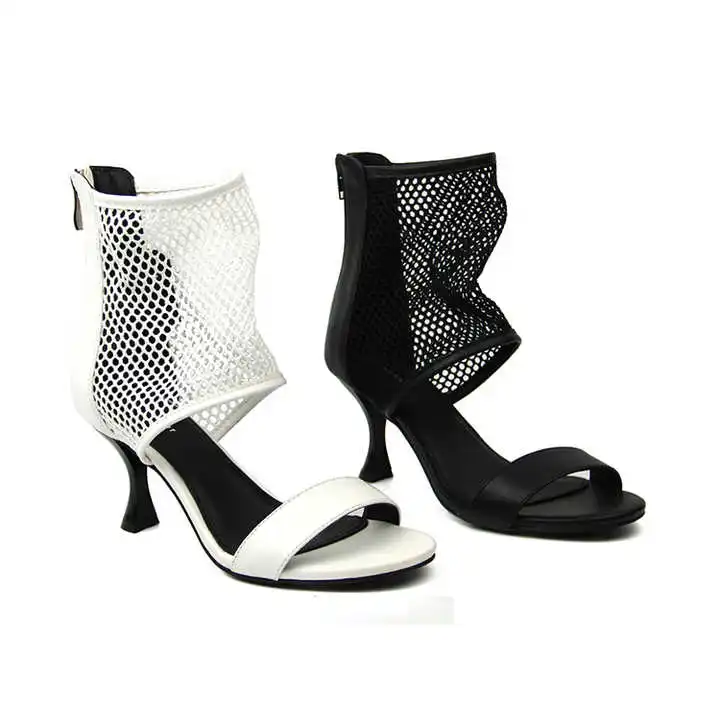 Trendy High Heel Strap Ladies Net Roman Rhinestone Party Ankle Boots Sandals
