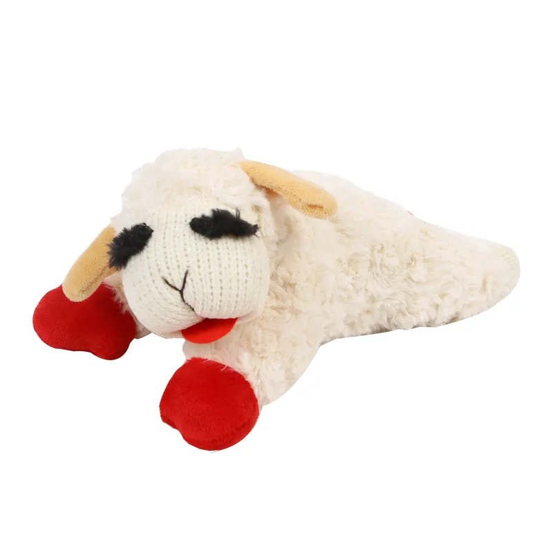 Top Selling Dog Toys Noise Maker Toy White With Red Sheep Plush Dog Toys