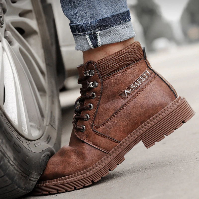 High Quality Safety Shoes Comfortable Microfiber Leather Protective Work Boots for Man Winter Steel Toe