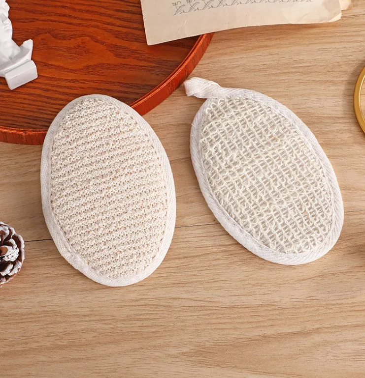 Natural cotton hemp exfoliating pad bath scrubber sponge pad for body and face