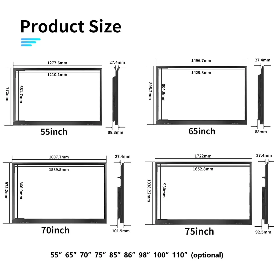 Manufacturer 110 inch Finger Multi Touch Screen Digital LCD  School Used Smart Interactive Board