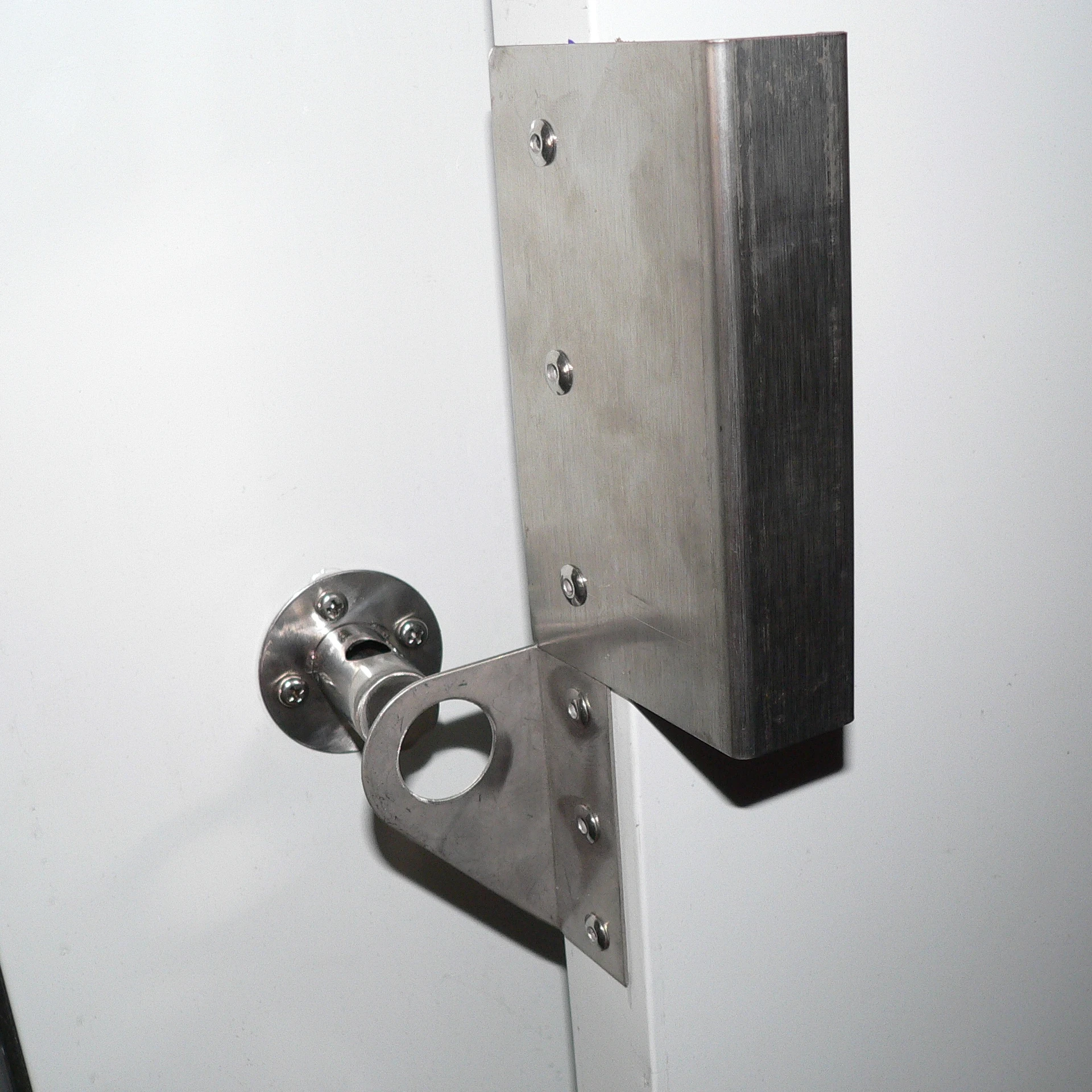 Door handle and locking pin for bagged ice storage