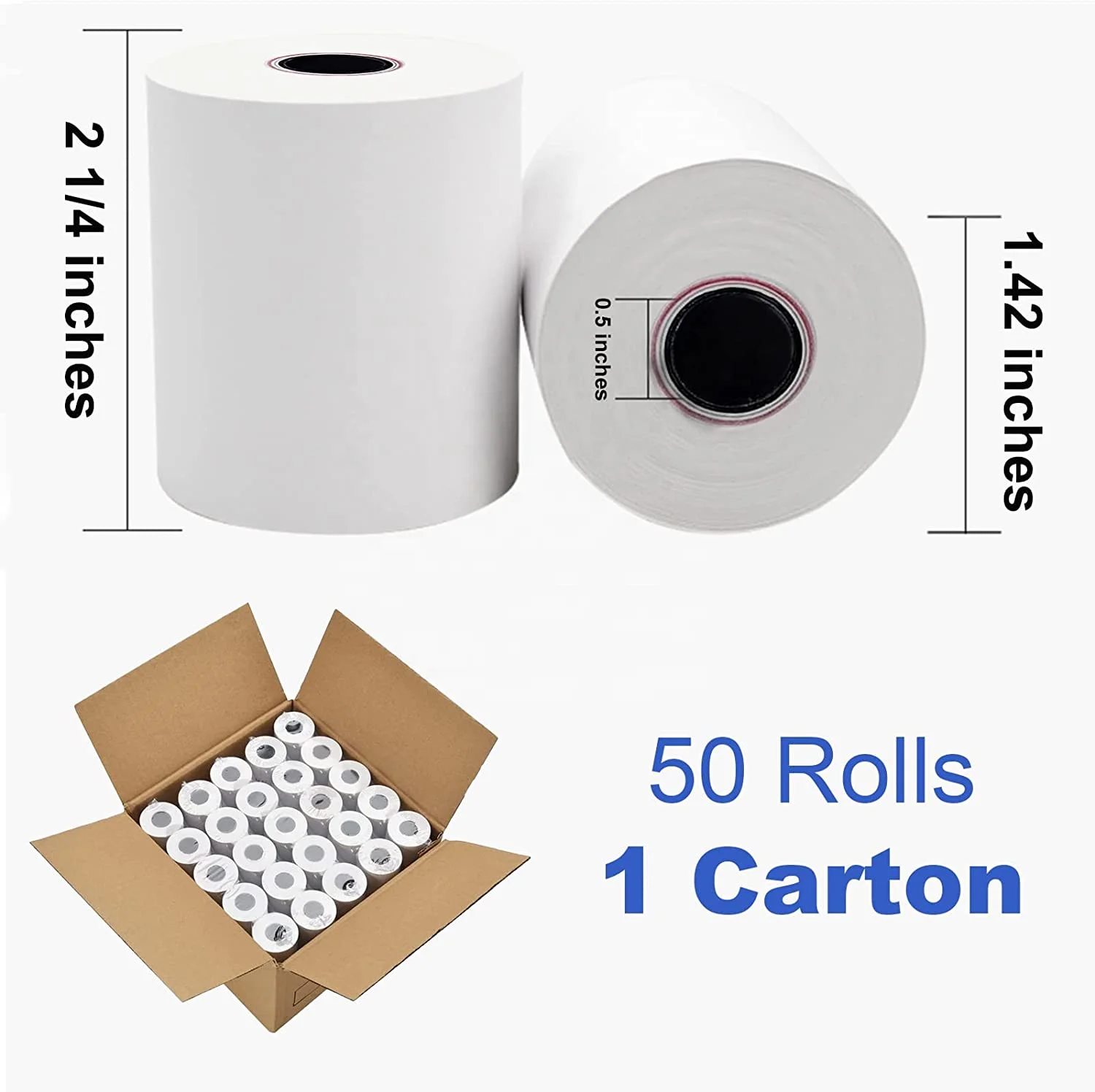 Custom Oem Size Pos Atm 2Inch 1/4 X 50 Thermal Cashier Paper Receipt Small Rolls Paper Spain 50Mm Cash Register Paper