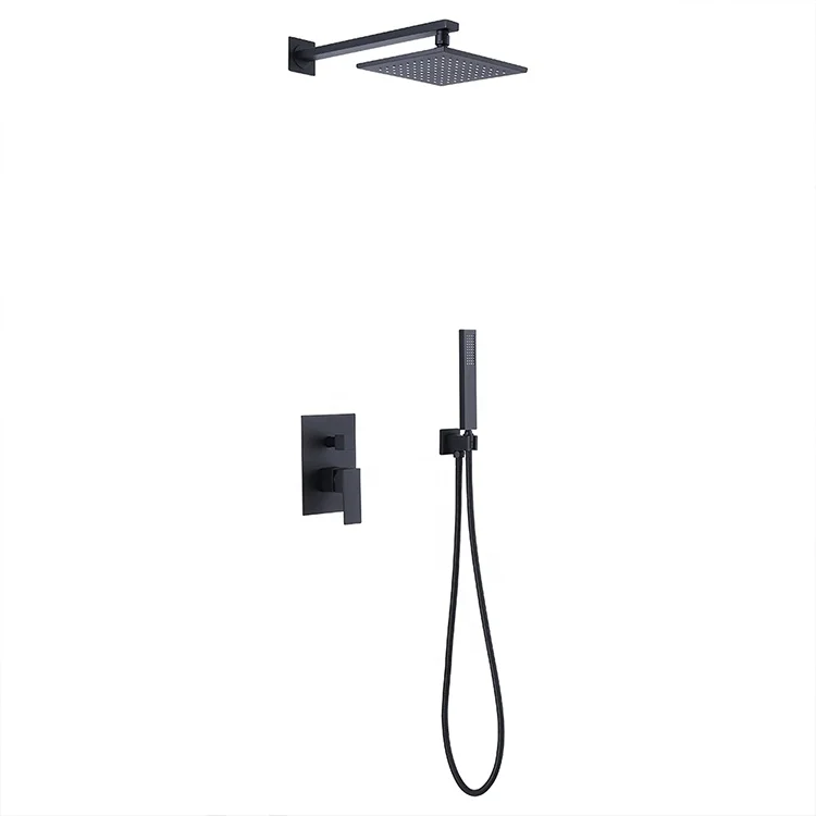 Concealed Square bathroom shower faucet black plating shower set for bathroom and hotel
