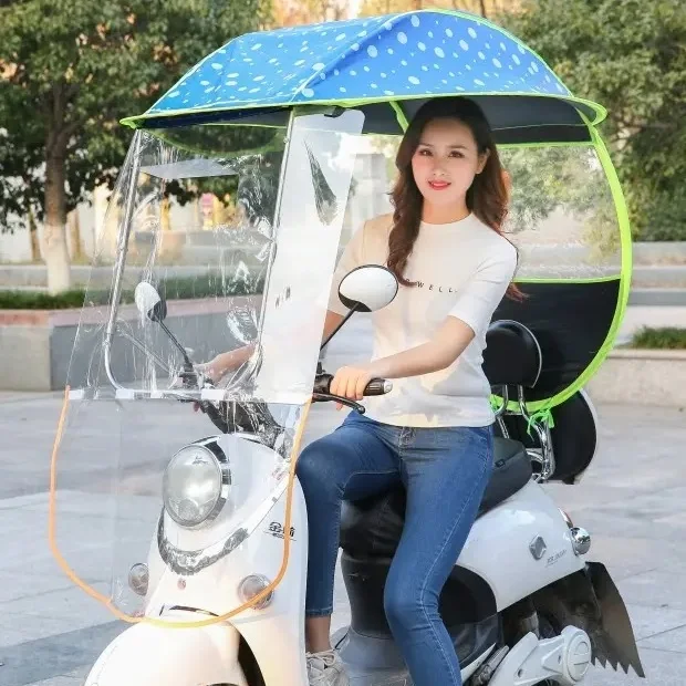 Raincoat Windproof Sunshade Oxford Rain Umbrella Full Cover Scooter Umbrella Motorcycle Motor Van Bicycle Electric Bike Cycle