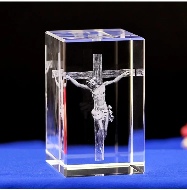 Honor of crystal K9 Crystal Religions Souvenir Cubes 3d Laser Engraving Crystal Jesus For Business Favor