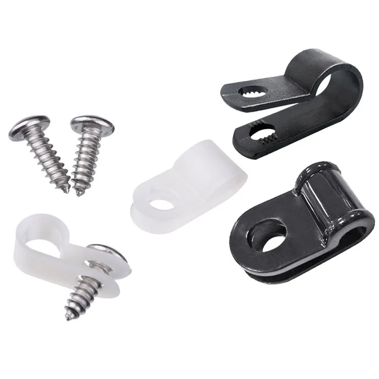Free Sample R type Nylon Cable Clips Cable Clamp Plastic Wire Clamps Tube Packing Holder Organizer