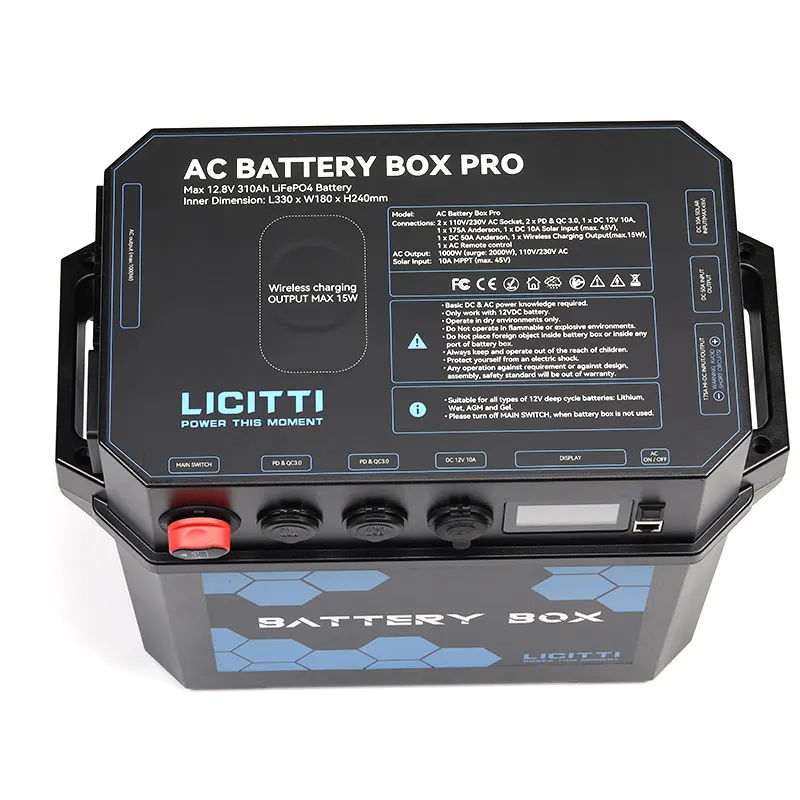 Licitti Diy Empty Abs Plastic Lifepo4 Lithium 12V Battery Box Plastic Mini Electric Case Batteries Housing With Inverter
