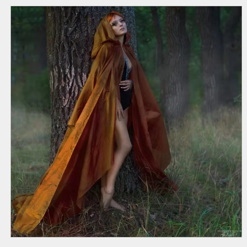 2022 new hooded cloak manufacturers on behalf of drama stage Halloween thin cloak catwalk matching Hanfu hooded