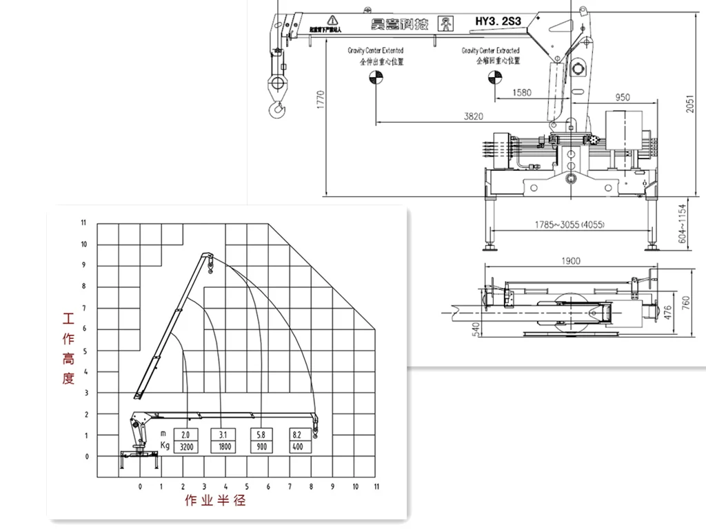 2 ton 3 ton mini crane tuck crane  grua with  remote control mobile straight boom truck mounted crane