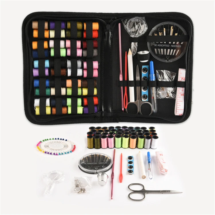 WELLFLYER SEKI-034 Beginner Friendly Set Multicolor Thread, Needles, Scissors, Thimble and Clips Emergency & Travel Sewing Kit