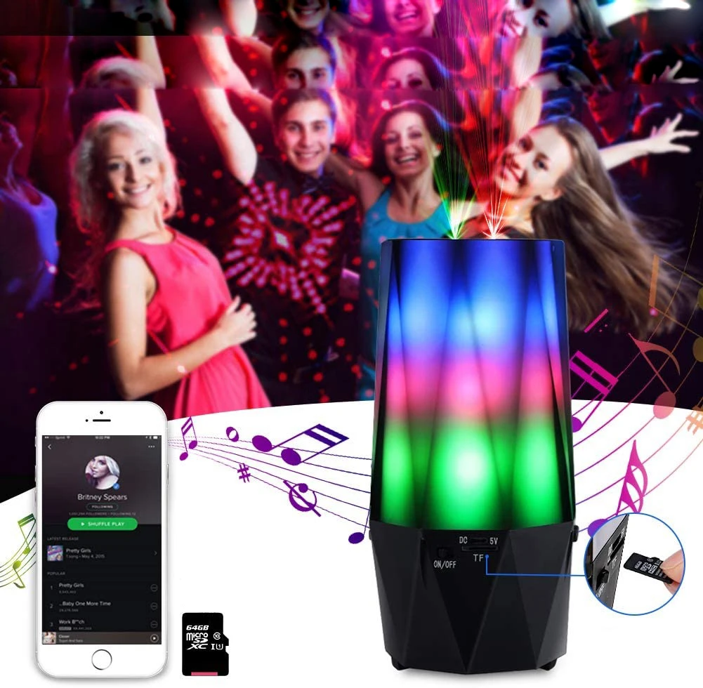 Portable Rechargeable Crystal night light projector led Lamps With high quality Speakers Christmas Lights