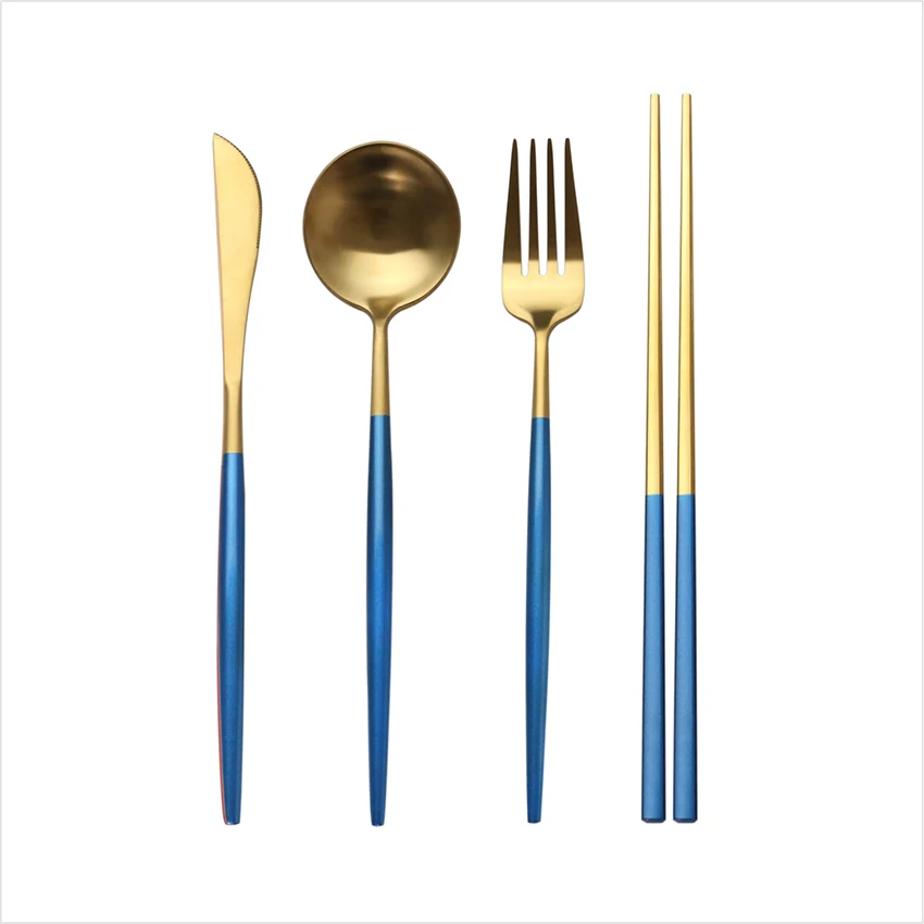 
high grade gold plated dinnerware spoon fork and knife set, stainless steel cutlery set wholesale 