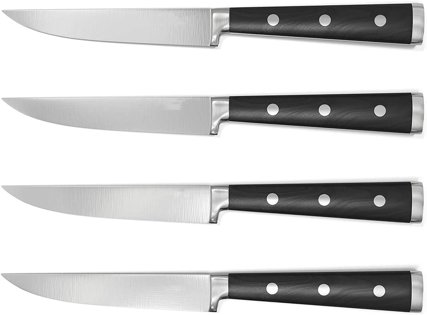 Cutluxe Steak Knives - Plain Edge Steak Knife Set of 4 - Forged High Carbon German Steel - High End Ergonomic Handle Large Steak