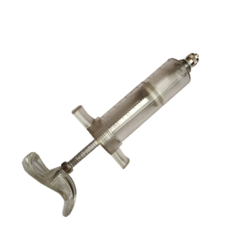 HIGH QUALITY REUSABLE TPX PLASTIC STEEL VETERINARY ANIMAL SYRINGE WITH DOSE NUT