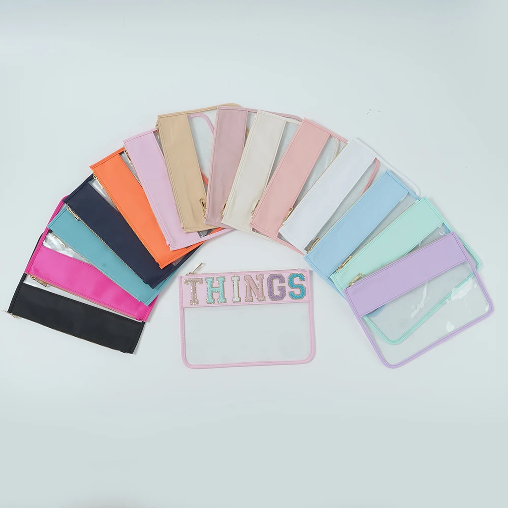 RTS 16 Color Stock Available Custom PVC Cosmetic Bag Waterproof Zipper Closure Clear Makeup Bags Transparent Clear Pouch