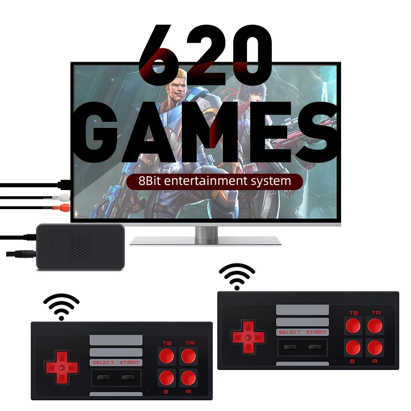 DATA FROG wholesale retro video game consoles from China 2.4G mini  Wireless video game players built in 600pcs 8 bit games