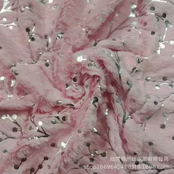 New Design Customized 100% Polyester Fabric Foil Print  Plush Faux Fur Fabric Artificial Rabbit Fur Fabric For Home Textile