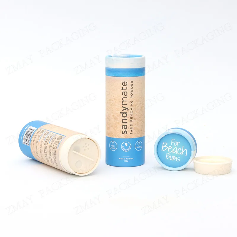 custom design cardboard spice tube container mini paper shaker bottle top with plastic sifter eco friendly packaging
