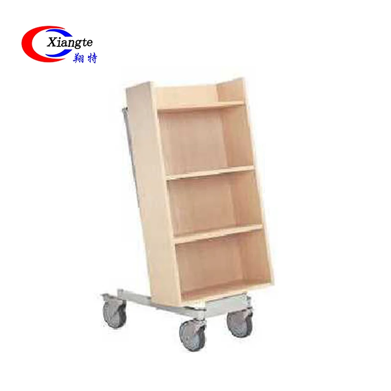 Двусторонняя стальная тележка для книг, школьная тележка для библиотеки с колесами