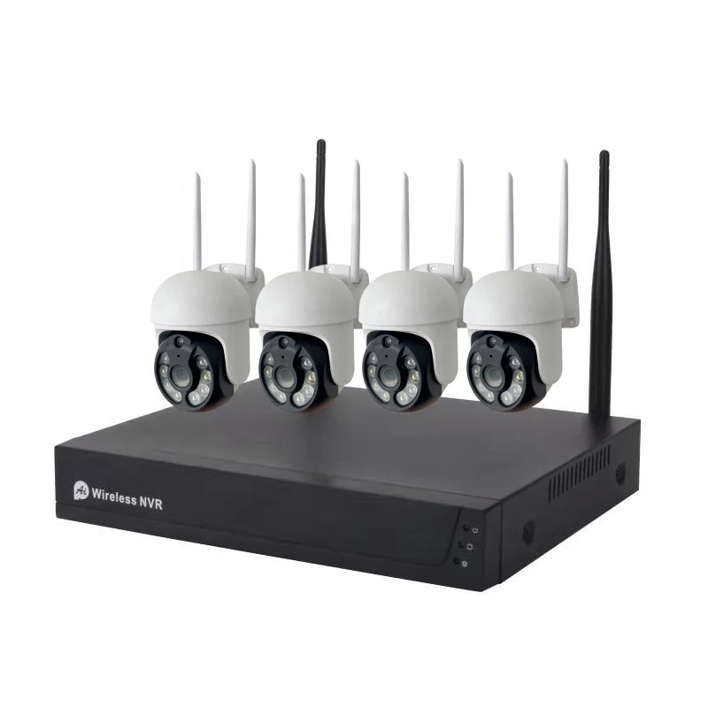 WIFI PTZ IP NVR KIT камера системы 4 камеры с поддержкой PoE NVR рекордер полный набор 1080P 2.0MP ИК-пульт дистанционного управления PC наружная беспроводная ip-камера PTZ