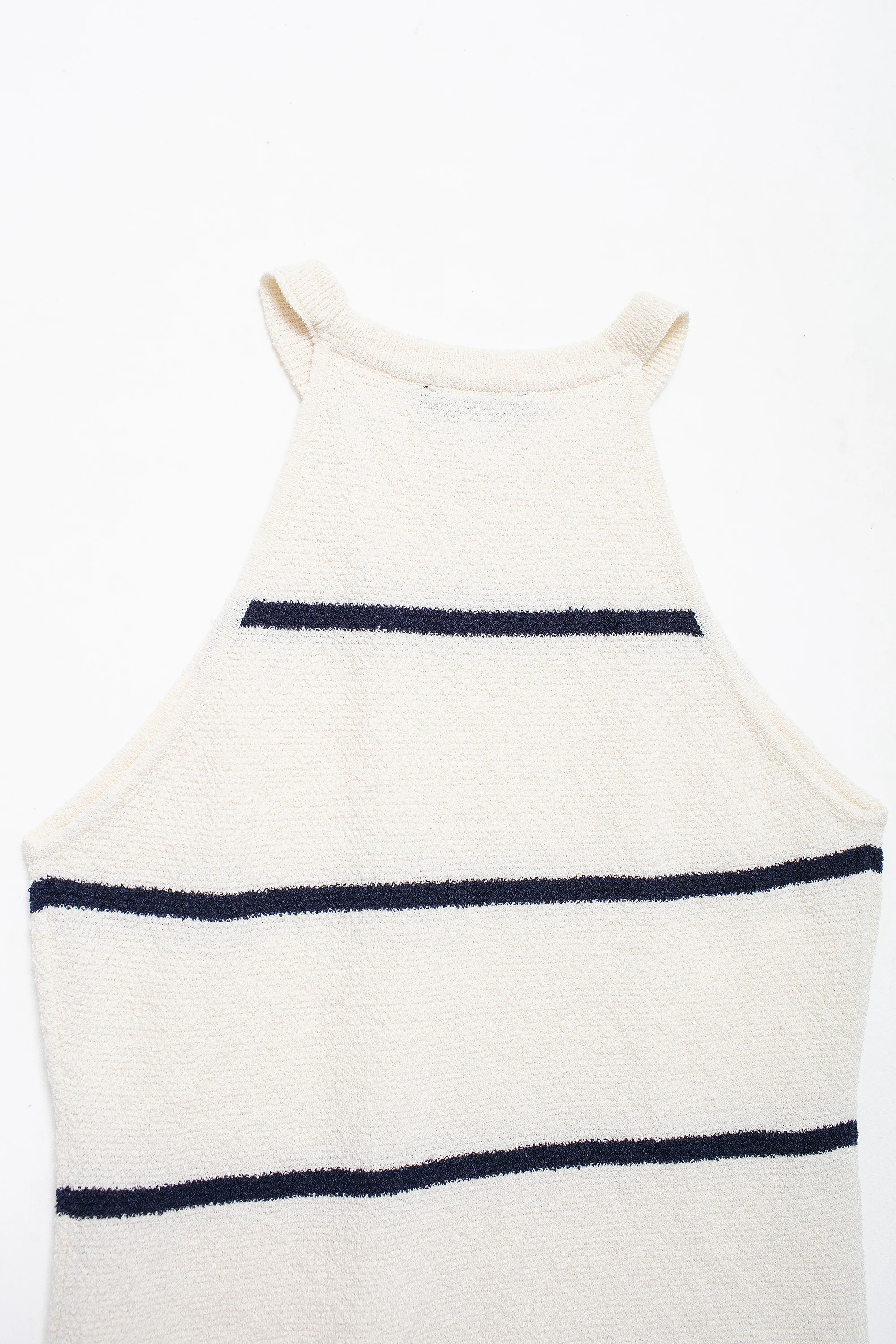 Crew neck beige black color sleeveless knitted casual fashion sweater vest for women
