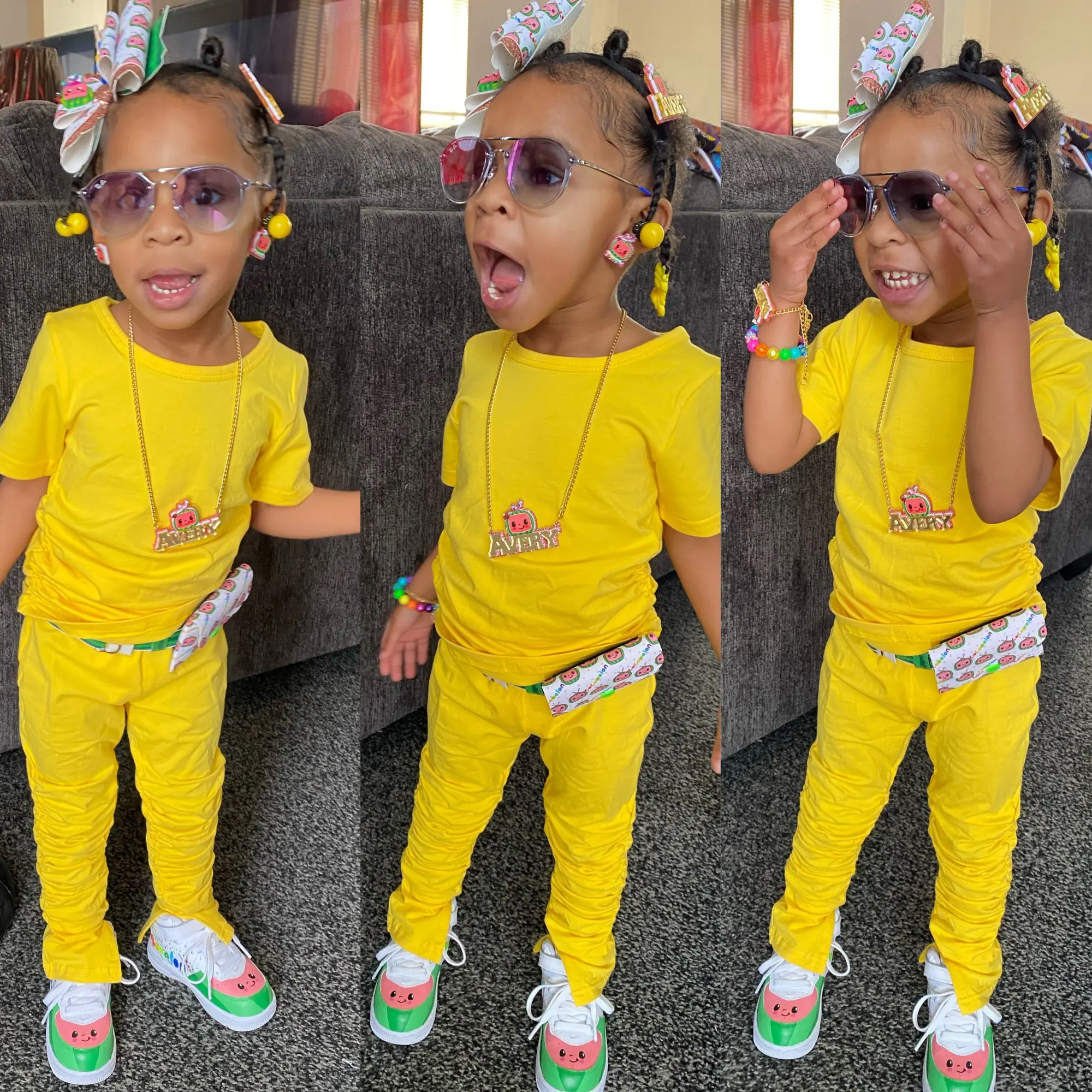 
summer Little Girl Costumes Children Clothing Pile Dyeing Short Sleeve Kids Suit Girls Clothing Sets Toddler Jogging Pants 