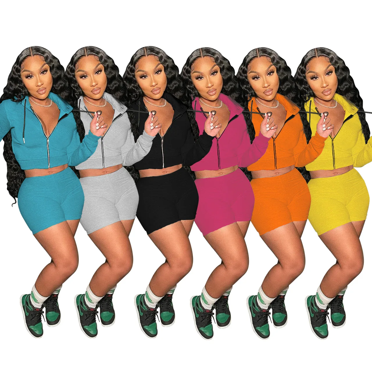 
2021 Fashionable Summer Clothing For Women Pure Color Short Sleeve Ladies Two Piece Set Women Clothing 