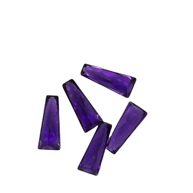 Good quality Princess cut amethyst quartz tapper baguette hydrothermal quartz for pendant making