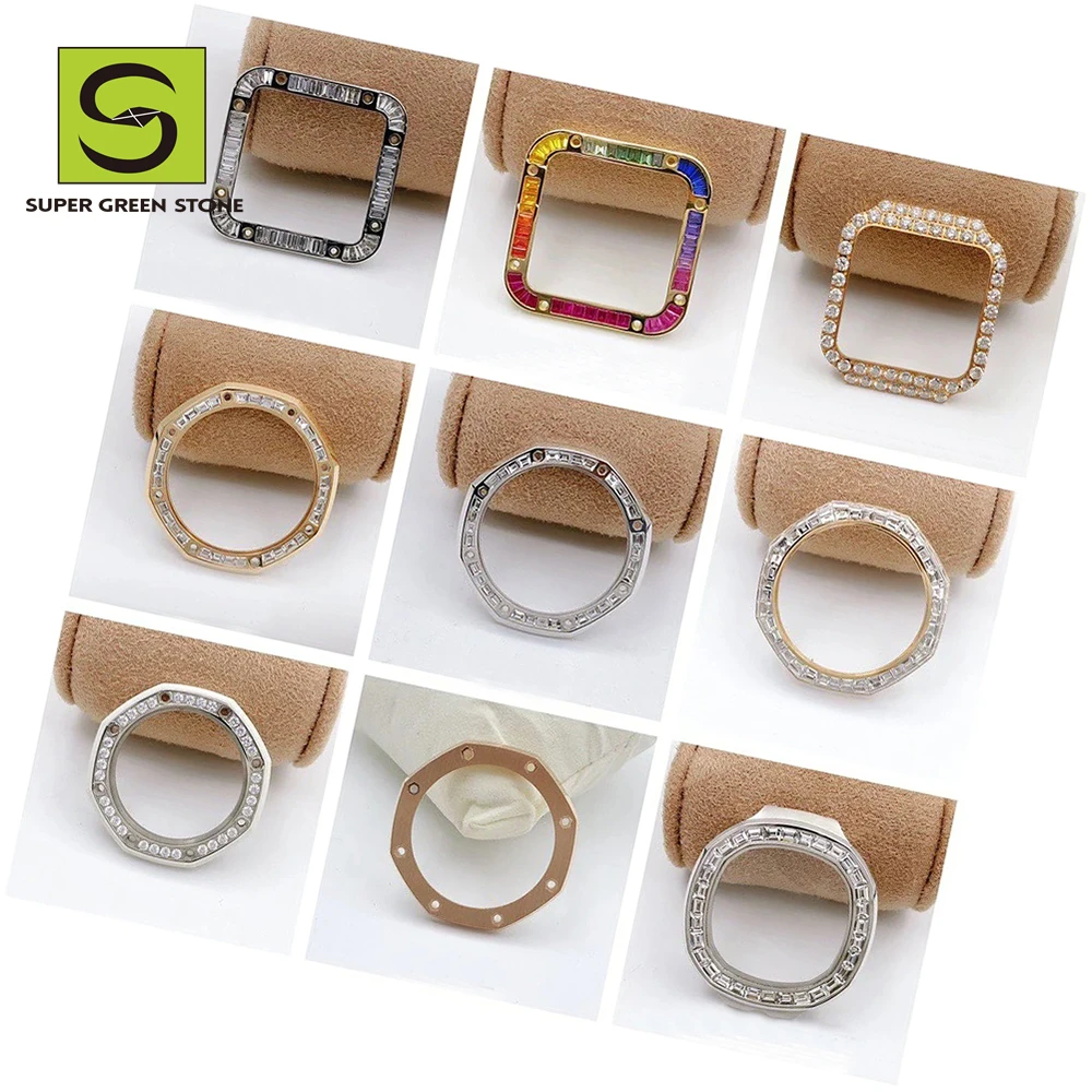 SuperGS Hand Mand Modified Vvs Women Aftermarket 18K Gold And Full Diamond Watch Bezel For Fit 2836 Movement