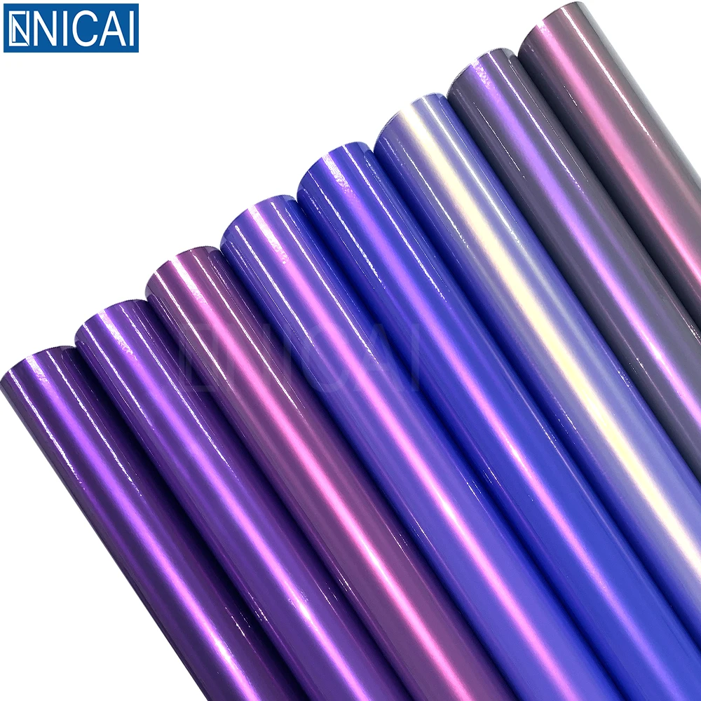 NICAI Premium Car Wrap Vinyl  Self Adhesive Vinyl Film Candy Purple Color Change Vinyl Stickers Car Wrapping Film