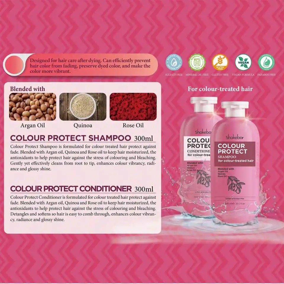 New Brand Shakebar Private Label Hair Care for Color Treated Hair Natural Organic Argan Oil Shampoo and Conditioner Set