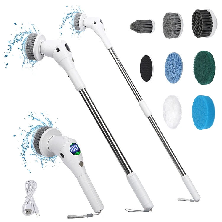 New Arrival Cordless Electric Spin Cleaning Brush Floor Scrubber For Toilet Window Bathroom Clean With LED Night Light