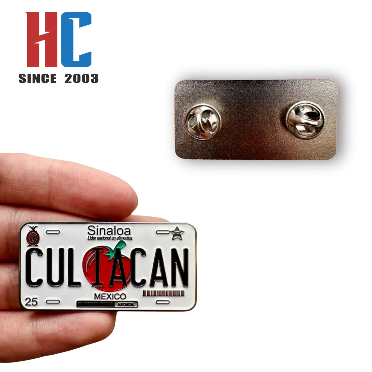 20 Years  Factory Custom Hard Enamel Beatiful  Mexico Culiacan Sinaloa Metal License Plate Lapel Pin
