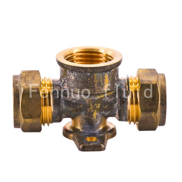 EN1254-2 High Quality Professional  manufacturer  brass compression fitting  Wallpalted  tee  for copper pipe system