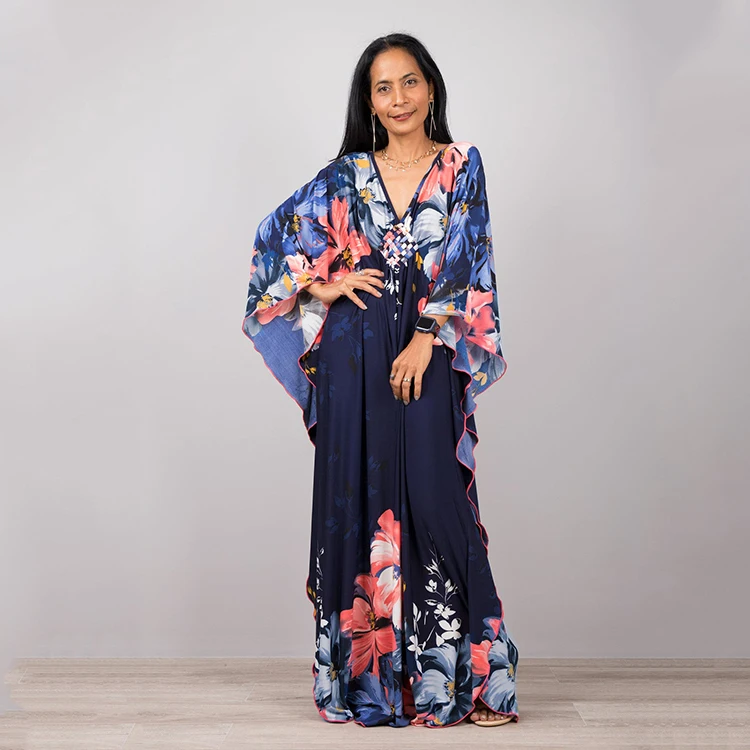 Wholesale Islamic Clothing Printed Plus Size Dubai Kaftan Dress For Muslim Women