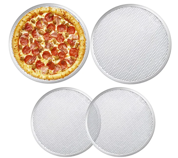 Round Aluminum Thicken 6-14 Inch Pizza Mesh, Non-stick Metal Net  Baking Tray Seamless Pizza Bakeware Kitchen Tools