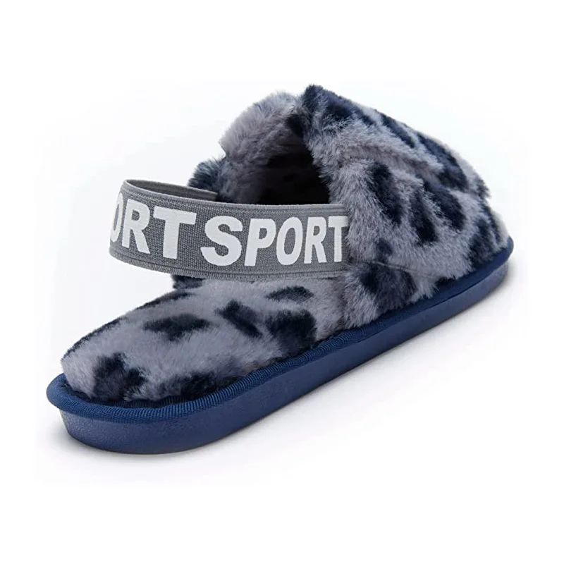 Memory Foam Fur Fluffy Fuzzy Indoor Outdoor House Slipper Sandal Open Toe Warm Comfy Women Slipper with Strap
