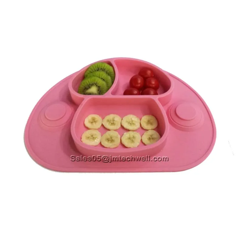 Heat resistant oval silicone mini baby suction placemat plate