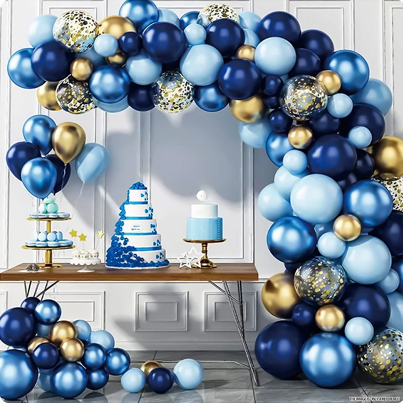 100PCS Navy Blue Balloons Garland Party Decoration Balloon Gold Confetti Royal Blue Balloon Arch Kit