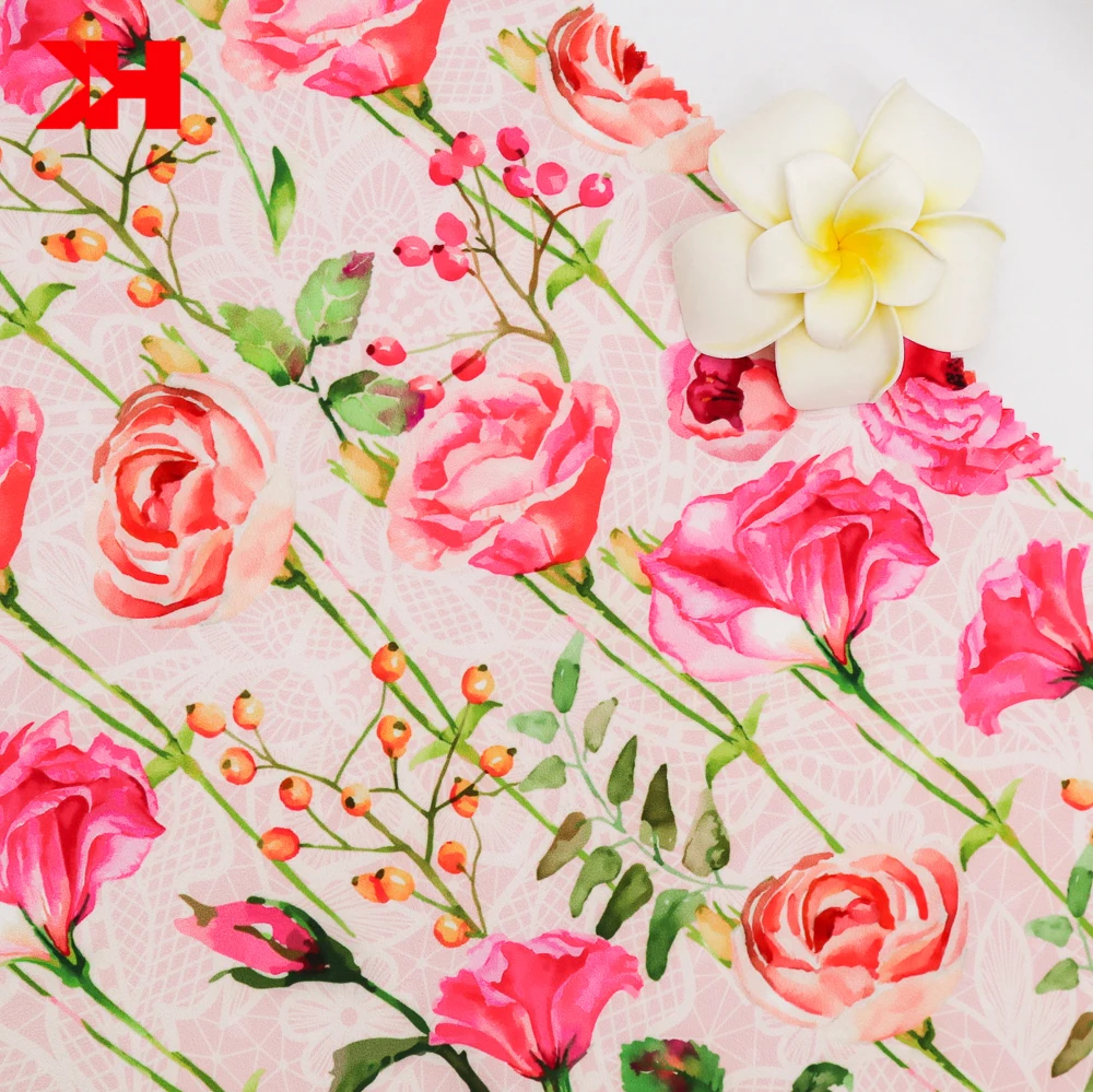 Kahn New Products duchess polyester satin fabric best quality printed hawaiian fabric For Dress