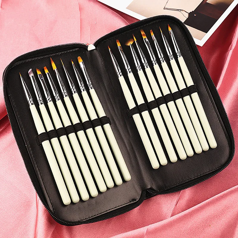 Private poly gel poke plastic grip pink round base pigment petal Pen with Nail Brush pastel pana painting one ombres nylon