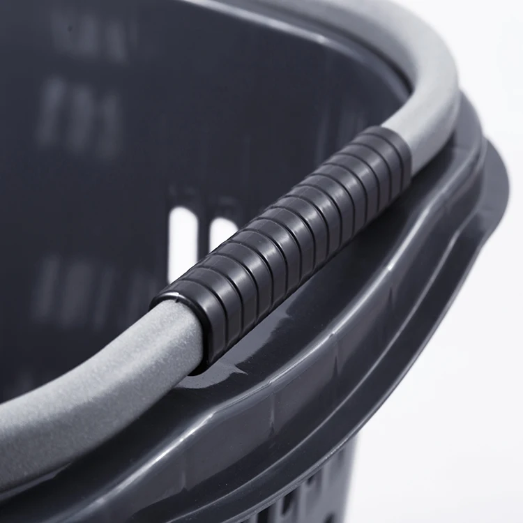 High Quality Luxury Medium Four Wheel supermarket Shopping Basket Aluminum Alloy Handle plastic basket