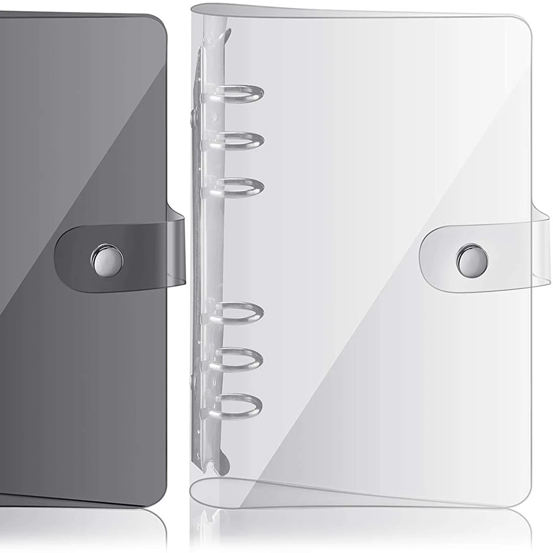 Hot Selling Transparent Soft PVC Ring Binder Loose Leaf  Binder Cover Notebook Cover With Snap Button Closure