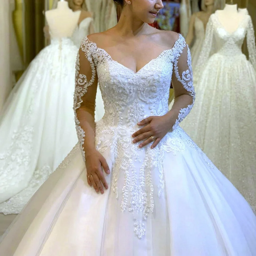 New Wholesale Lace Princess Wedding Dresses Robe De Mariage Vestido De Noiva Elegante Boda Civil