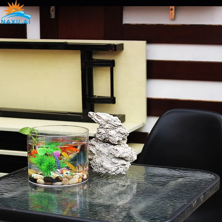 NAXIALI Mini Aquarium Acrylic Fish Tank Acrylic Quality Cylinder Fish Tank Small Round Acrylic Fish Tank