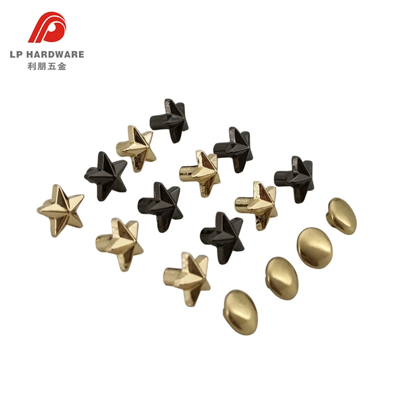 Metal Snap Studs Rivets Star Rivets for Leather Craft Garment Handbag Belts Shoes DIY Accessories