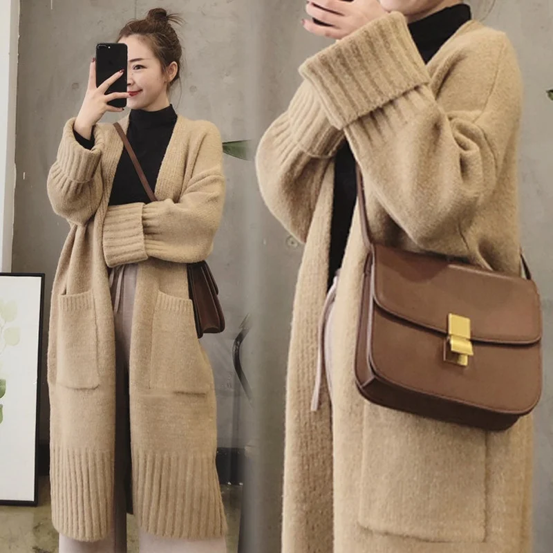 
Latest New arrival loose women plus size open front long sweater coat 
