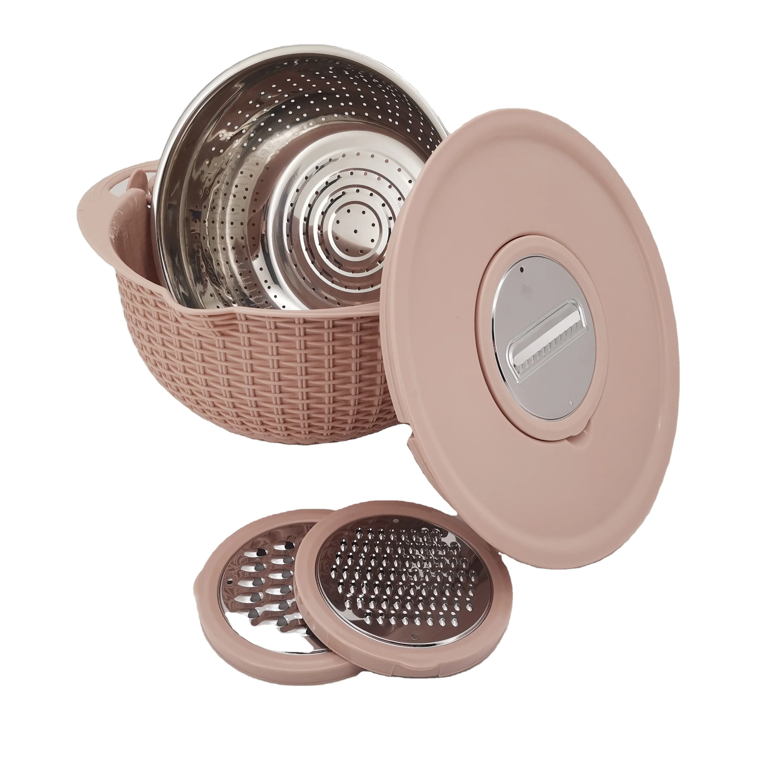 Multi-function stainless steel grater colander